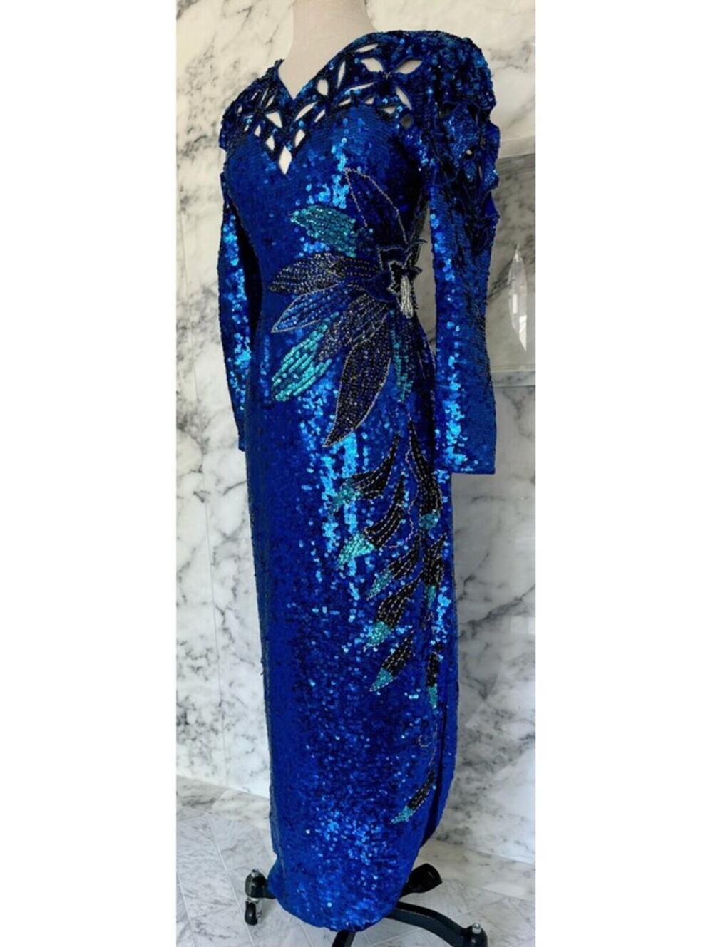 Alyce Designs Formal Party Cocktail Dress Vintage Sequins Embroidered